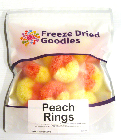 Freeze Dried Peach Rings 2.6oz Bag