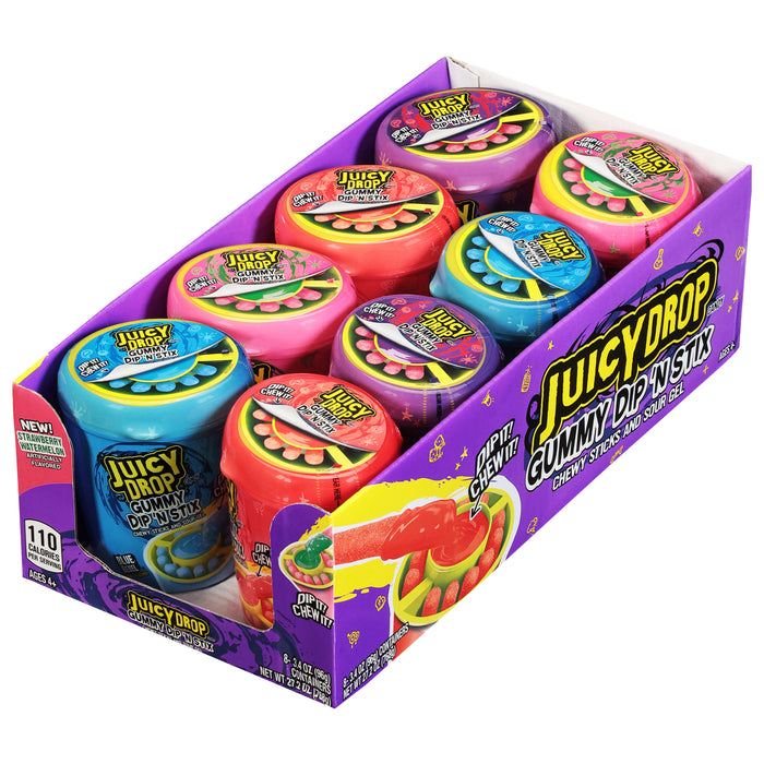 Juicy Drop Gummy Dip And Sticks 3.4oz Jars 8ct Box