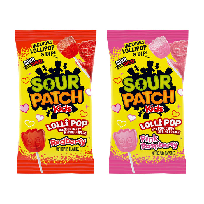 Get ready for some sweet and sour fun with our Sour Patch Kids Lollipop Dipper Exchange 20ct Bag! Each lollipop is individually wrapped and shaped like your favorite Sour Patch Kid. Plus, with a fun dipping powder in Pink Raspberry and Redberry flavors, it's the perfect addition to any classroom exchange. Let the sweet and sour adventure begin!