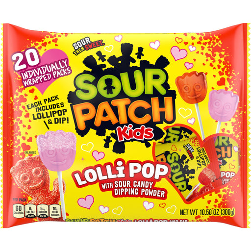 Get ready for some sweet and sour fun with our Sour Patch Kids Lollipop Dipper Exchange 20ct Bag! Each lollipop is individually wrapped and shaped like your favorite Sour Patch Kid. Plus, with a fun dipping powder in Pink Raspberry and Redberry flavors, it's the perfect addition to any classroom exchange. Let the sweet and sour adventure begin!