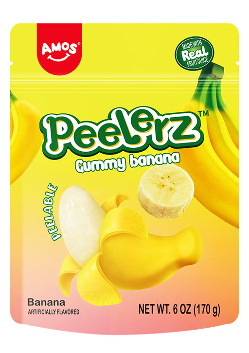 Peelerz Gummy Bananas 6oz Bag -Get ready for a crazy and unique snacking experience with Peelerz Gummy Bananas! These 1st ever peelable gummy fruits are not only delicious, but also add a fun and playful element to your snacking. Say goodbye to boring snacks and hello to the world of Peelerz!

Also Available in Peaches, Grapes, &amp; Mangos
