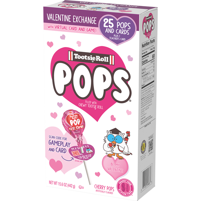 Tootsie Pops Valentine Exchange 25ct Box Plus 1 Teacher's Card