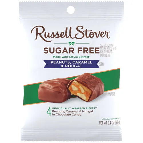 Russell Stover Sugar Free Peanuts Caramel & Nougat 2.4oz Bag