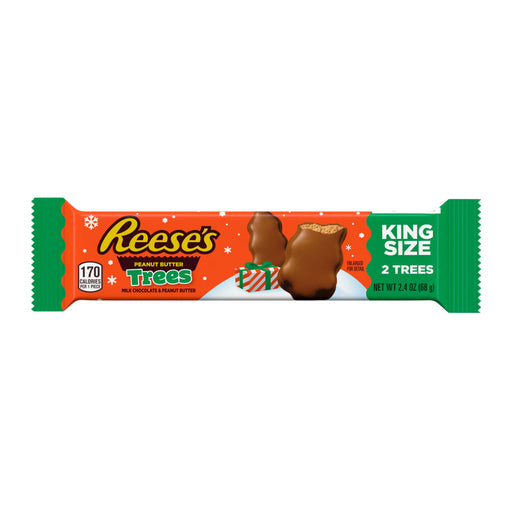 Looking for a festive treat that the whole family will love this holiday season? Look no further! Christmas Reese's Trees King Size 2ct pack is the perfect stocking stuffer. Indulge in creamy peanut butter and rich chocolate, shaped into festive trees for a delicious and fun holiday treat.