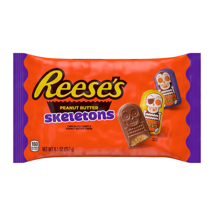 Celebrate Halloween with a playful twist on a classic favorite! These 9.1oz bags of Reese’s Peanut Butter Skeletons combine creamy peanut butter and rich milk chocolate in fun, spooky shapes. The Original Reeses Cup was Inspired by H.B. Reese’s bold idea to mix peanut butter with chocolate, these treats are perfect for sharing or enjoying all to yourself this spooky season, because some legends never go out of style!

Reeses,,,,, Not Sorry :)