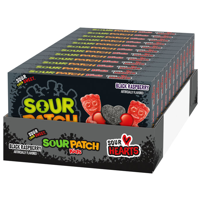 Introducing Sour Patch Kids Black Cherry Hearts! Experience the perfect balance of sour and sweet in every bite. These 3.08oz boxes or 12ct cases will satisfy all your sour candy cravings. Don't wait, grab a box or case today and enjoy the deliciousness from these mouth-watering treats! 12ct case