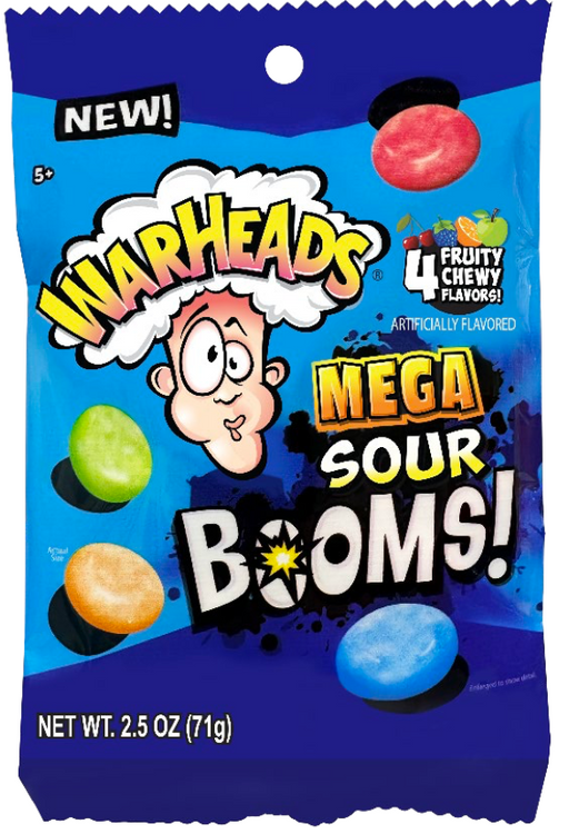 Warheads Mega Sour Boom Chews 2.5oz bag