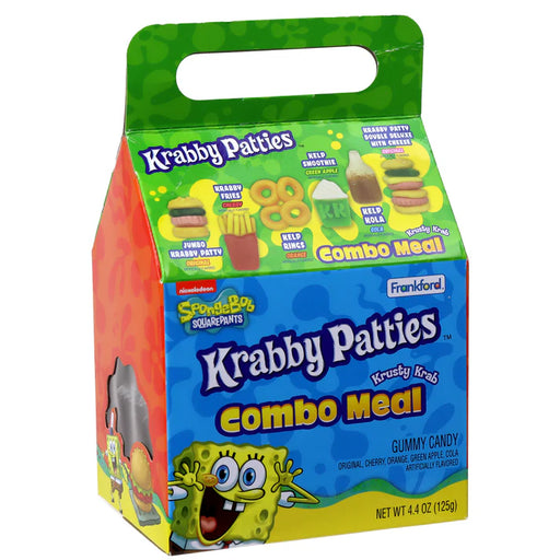 Who Lives in The Ocean Under The Sea? SPONGE BOB SQUARE PANTS! Don't be crabby, Be Happy and Enjoy this delicious Happy Meal Style Take Out Box! Packed with a Jumbo Crabby Patty, Krabby Fries, Kelp Rings, Kelp Smoothie, a Double Deluxe Karbby patty with Cheese and a Large Kelp Gummy Cola to wash it all down! Its like the McDonalds of the Sea!