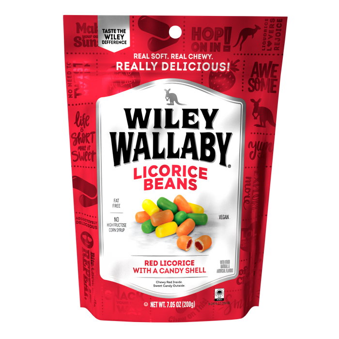 Wiley Wallaby Red Licorice Beans 7.05oz bag