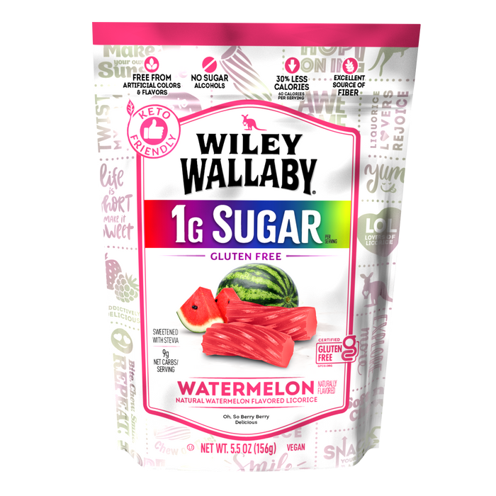 Wiley Wallaby Low Sugar & Gluten Free Watermelon Licorice 5.5oz bag