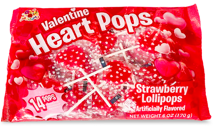 Heart Shaped Strawberry Lollipops 14ct Bag