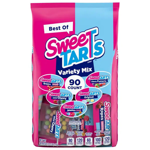 Sweetarts mega mix 90ct assorted bag - gummies, mini chewy, chewy fusions, Original sweetarts and sweetart ropes
