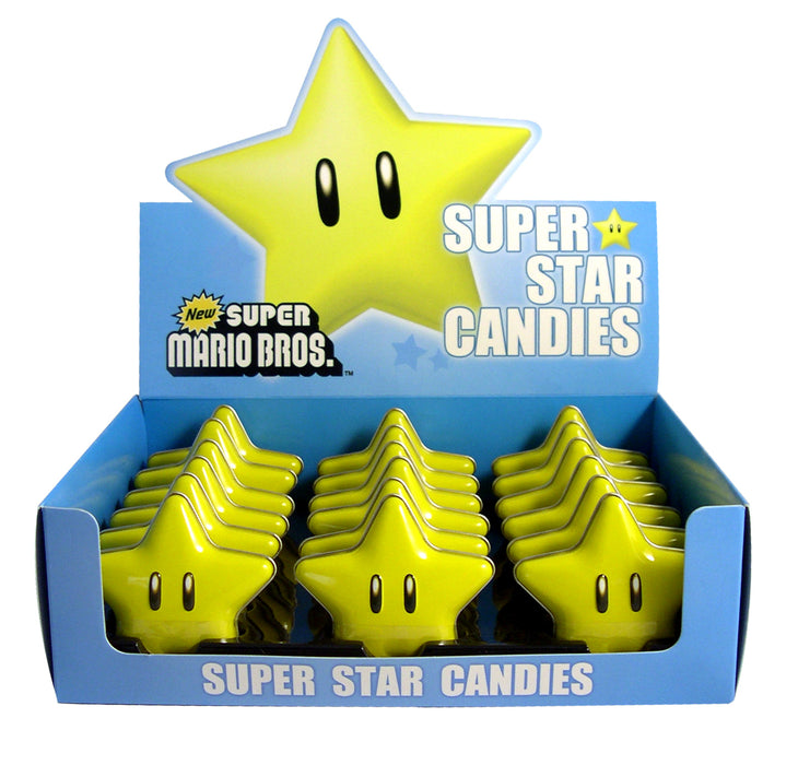 Nintendo Super Mario Brothers Star Candies 1.5oz Tin 12ct Box