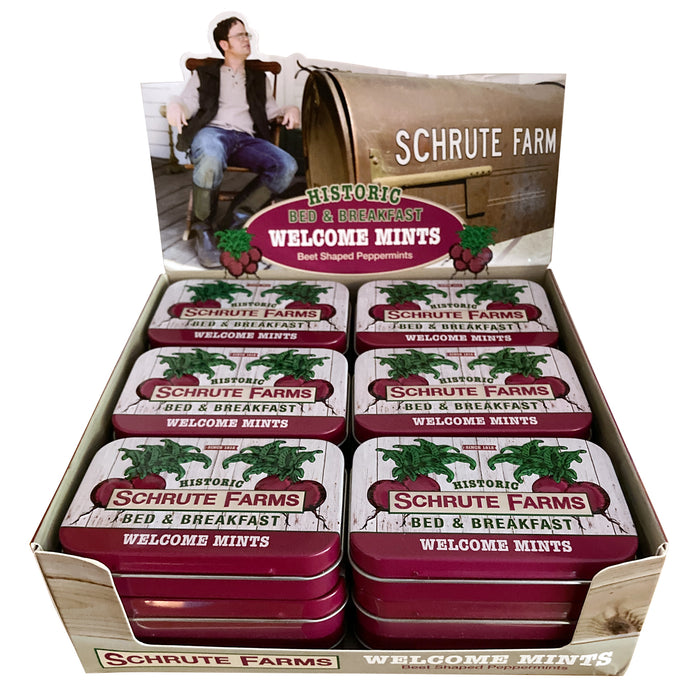 The Office - Schrute Farms Bed & Breakfast Tin Filled with Beet Shaped Mints 18ct box