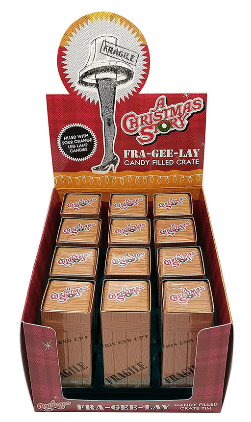 A Christmas Story - Fragile - Fra Gee Lay - Candy Filled Metal Tin 12ct Box