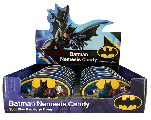Batman, another famous DC Comic Book Character, created by artist Bob Kane and writer Bill Finger. He debuted way back in 1939. Batman has been in more TV series, books, and games than we can count! Bring a piece of Gotham City home in this epic metal embossed Logo Tin, featuring Batman and his Arch Nemesis, The Joker! Best Part is that's packed with Blue Raspberry 3D shaped Batman Logo Candy!