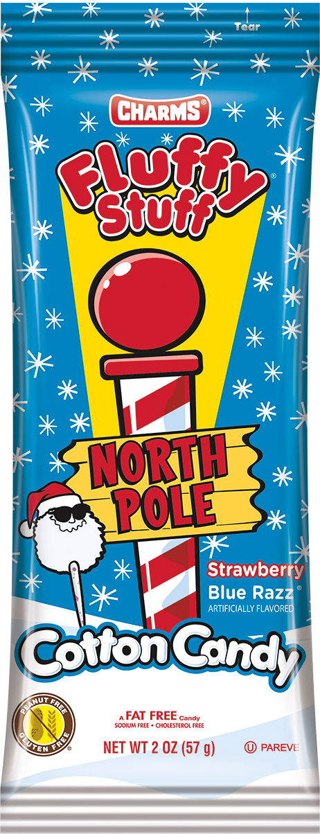 Get in the holiday spirit with our Christmas Fluffy Stuff Cotton Candy! This 2oz bag features a delicious blend of strawberry and blue raspberry flavors, perfect for satisfying your sweet tooth. Bring the North Pole to you with this tasty treat. (Limited quantities available!)