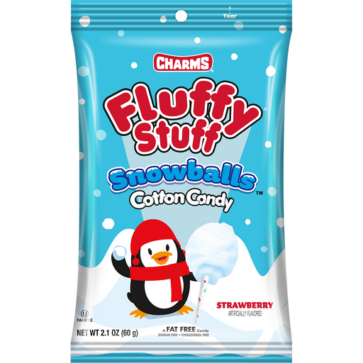 Get in the holiday spirit with Christmas Fluffy Stuff Cotton Candy Snowballs! This 2.1oz bag features a delicious strawberry flavored cotton candy! perfect for satisfying your sweet tooth, or having the "sweetest" snow ball fight in history! Bring the North Pole to you with this tasty treat this Christmas