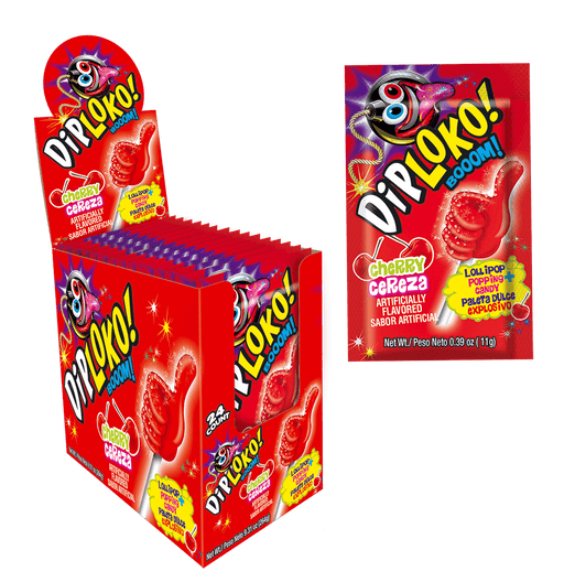 Dip Loko Popping Candy with 3D shaped Lollipop Cherry