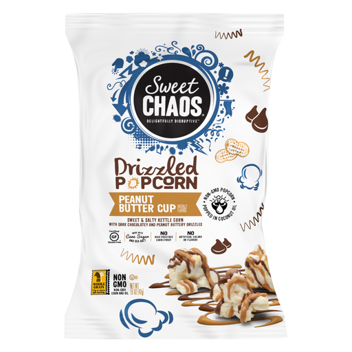 Sweet Chaos Popcorn 1.5oz bag Peanut Butter Cup Chocolate Drizzle