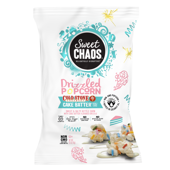 Sweet Chaos Popcorn 1.5oz bag Cold Stone Cake Batter