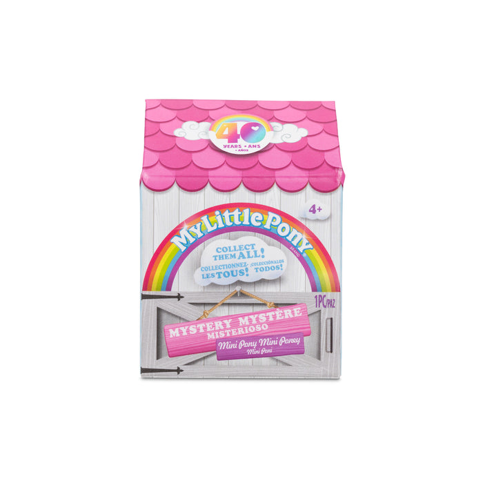 My Little Pony toy packaging with pink roof and rainbow design on a white background