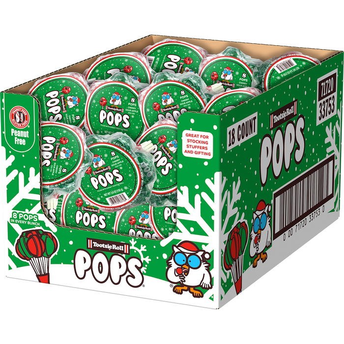 Christmas Red & Green Wrapped Tootsie Pops in an 8ct Bunch 18ct case
