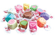 Salt Water Taffy 2.5lb bag Assorted 12 Fun Flavors: Chocolate, Raspberry, Banana, Grape, Watermelon, Orange Cream, Cherry, Cinnamon Swirl, Frosted Cupcake, Cotton Candy, Caramel Apple, Strawberry Cheesecake. 