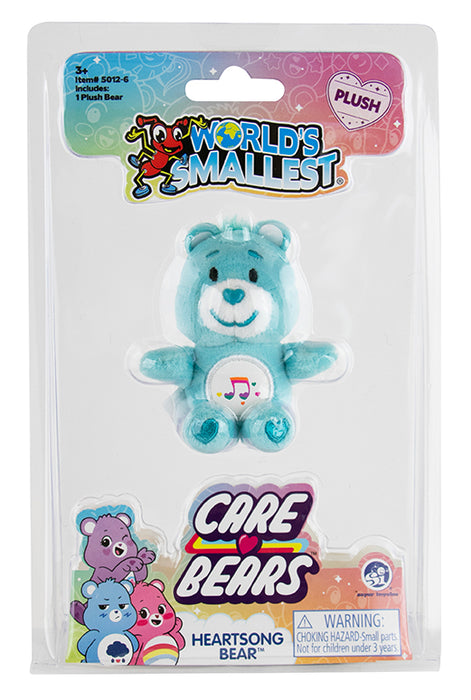 World's Smallest Care Bears Heartsong Bear plush toy packaging on a white background