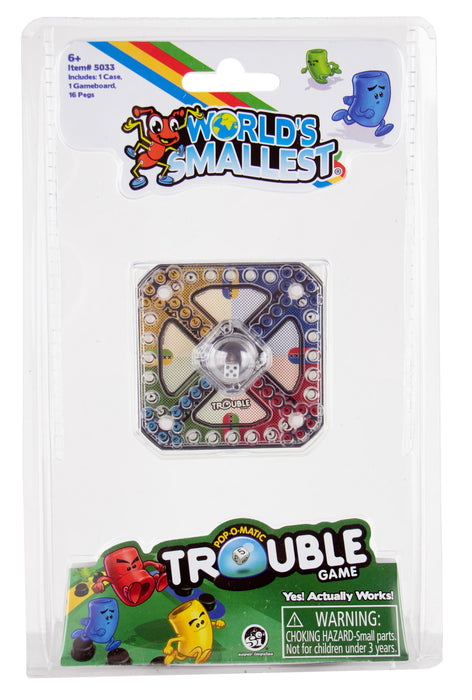 World's Smallest Trouble Game packaging with colorful design