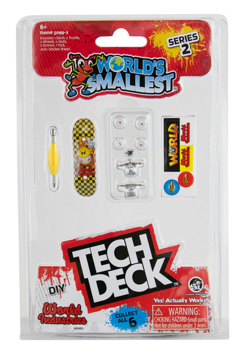 Worlds smallest teck deck yellow rocker skateboard
