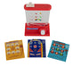 Red and white waterball machine with three game boards on a white background