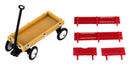 Toy wagon with red barriers on a white background