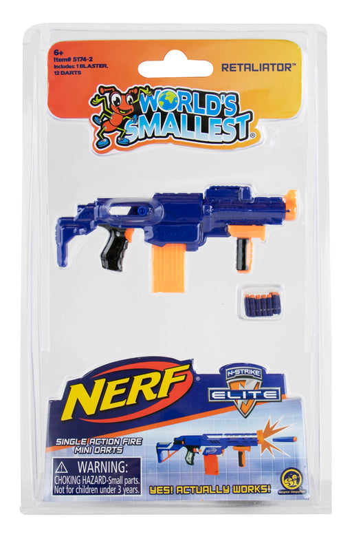 World's Smallest Nerf Retaliator toy gun in packaging