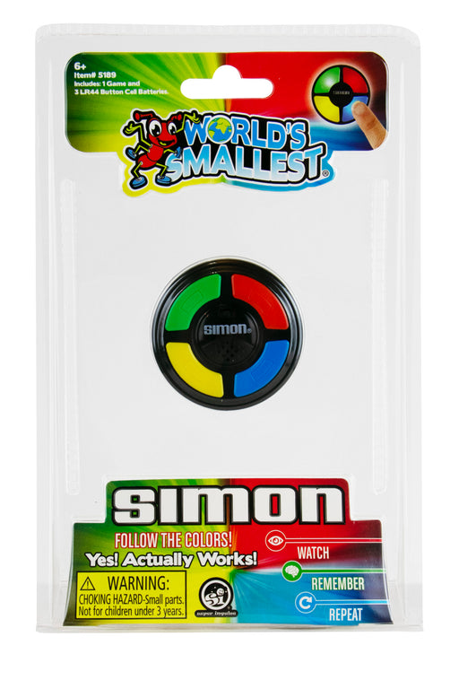 World's Smallest Simon game packaging with colorful design