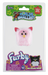 Furby in its original retail blister packaging from World's Smallest. The pink faux-fur toy has pink ears, large black eyes, and a small yellow beak, with a green and purple branded card backing.