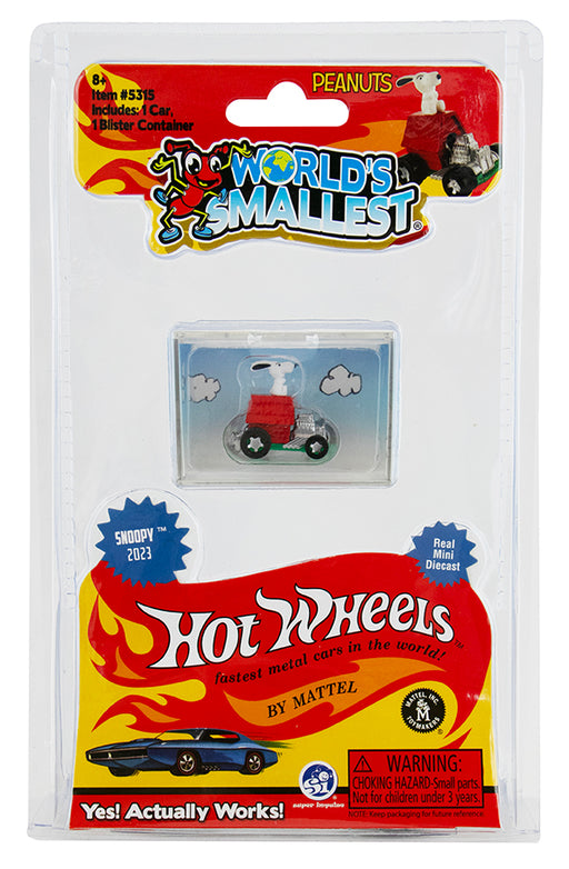 World's Smallest Hot Wheels car in packaging with Snoopy design