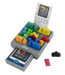 ThinkFun Advanced Cash Register toy with a gray plastic body, colorful block pieces, a digital display screen, and a cash register drawer, shown on a white background.