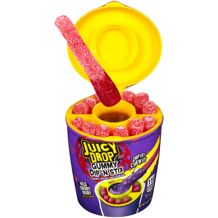 Juicy Drop Gummy Dip And Sticks 3.4oz Jars Wild Cherry Berry