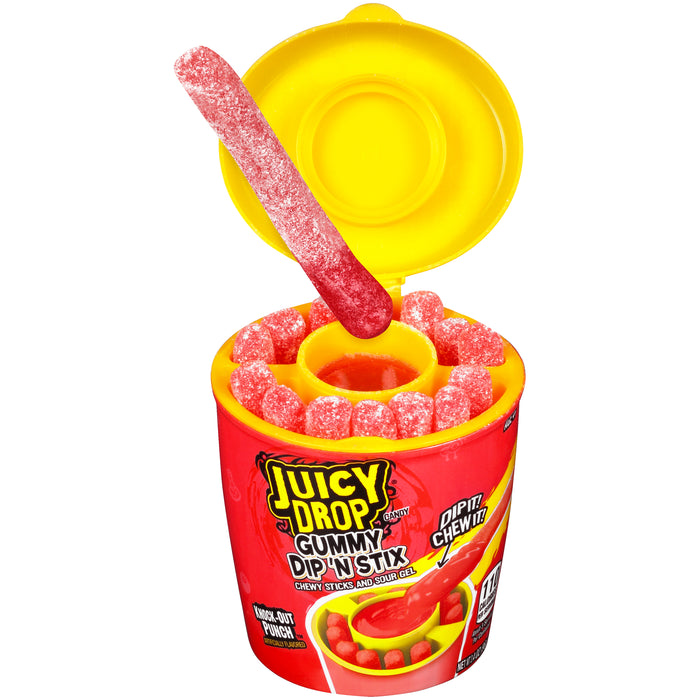 Juicy Drop Gummy Dip And Sticks 3.4oz Jars Knock Out Punch