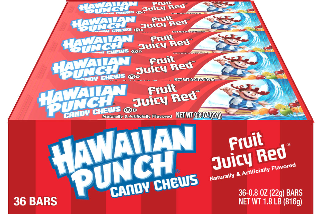 Hawaiian Punch Chews .8oz Bars Fruit Juicy Red