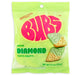 Green package of BUBS Sour Diamond Tutti Frutti candy on a white background