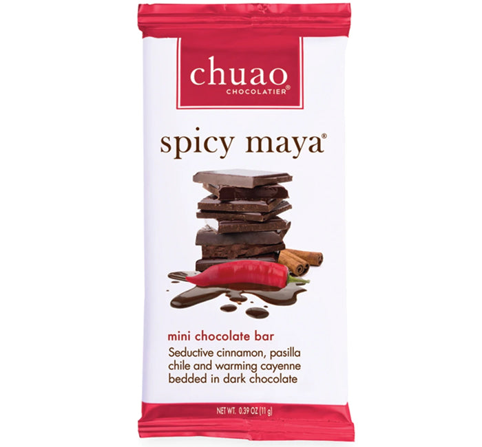 Chuao Chocolatier Spicy Maya mini chocolate bar packaging on a white background