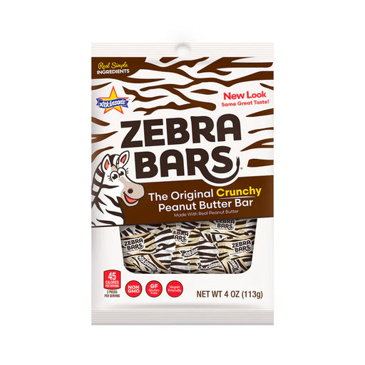 Zebra Bars packaging with zebra pattern and brand logo on a white background