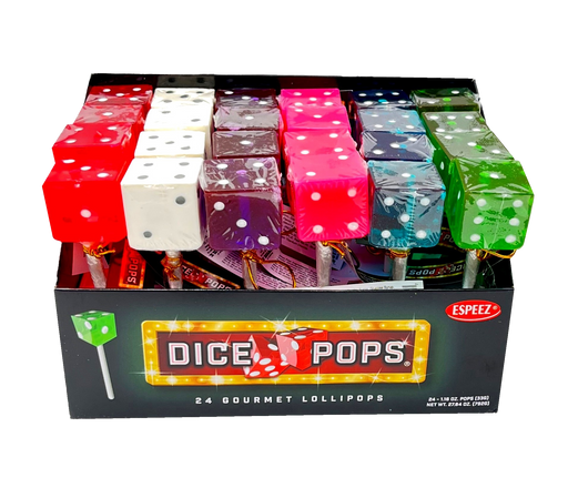 Dice Pops 3D Lollipops Assorted Color - red, white, purple, pink, blue and green
