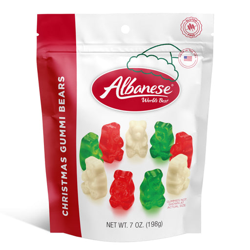 7oz Bag Albanese Red white and green gummy bears