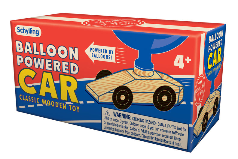 Schylling Balloon Powered Car toy packaging on a white background