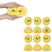 A set of yellow lemon-themed squishy toys, including one large lemon slice held by hands at the top and twelve smaller round and dome-shaped lemons with cute faces and colorful text below, on a white background.