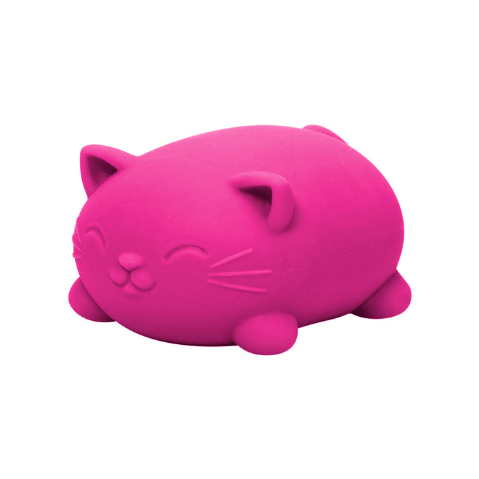 Pink cat-shaped object on a white background