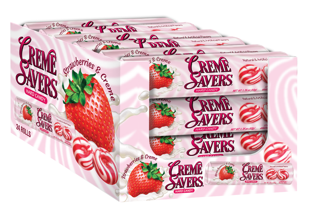Creme Savers Strawberries and Creme 1.76oz roll 24 ct box